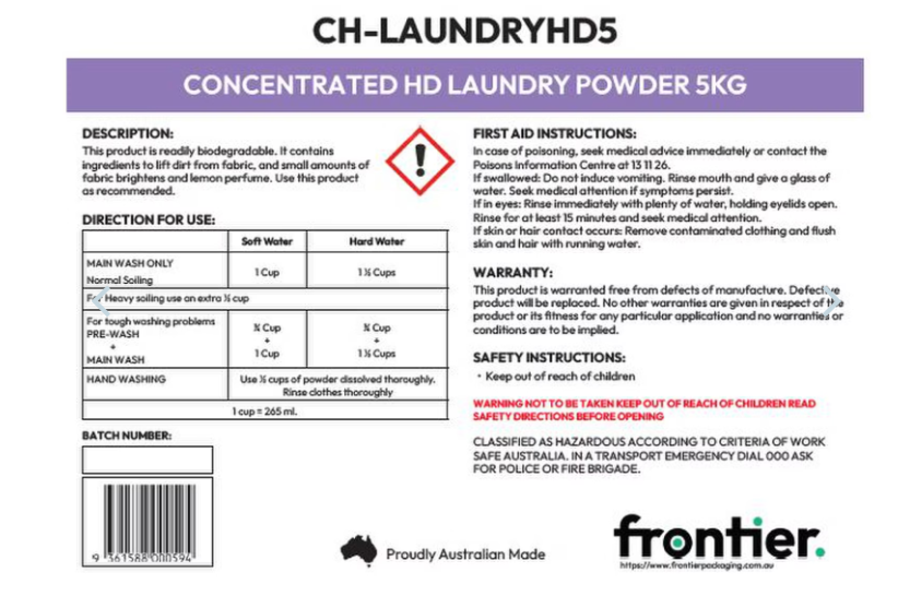 FRONTIER 5KG CONCENTRATED HD LAUNDRY POWDER