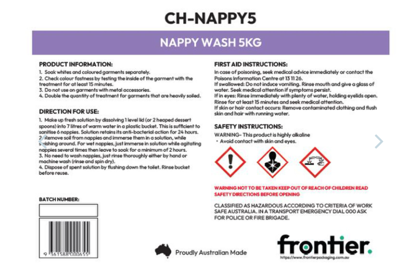 FRONTIER 5KG NAPPY WASH